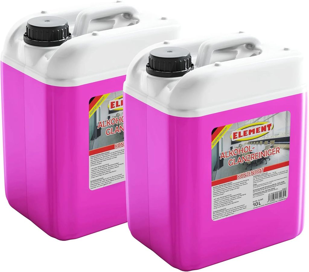 Element Alkoholreiniger Glanzreiniger | 20 Liter | Konzentrat | Oberflächenreiniger | Bodenreiniger | Glas und Flächenreiniger | Universalreiniger