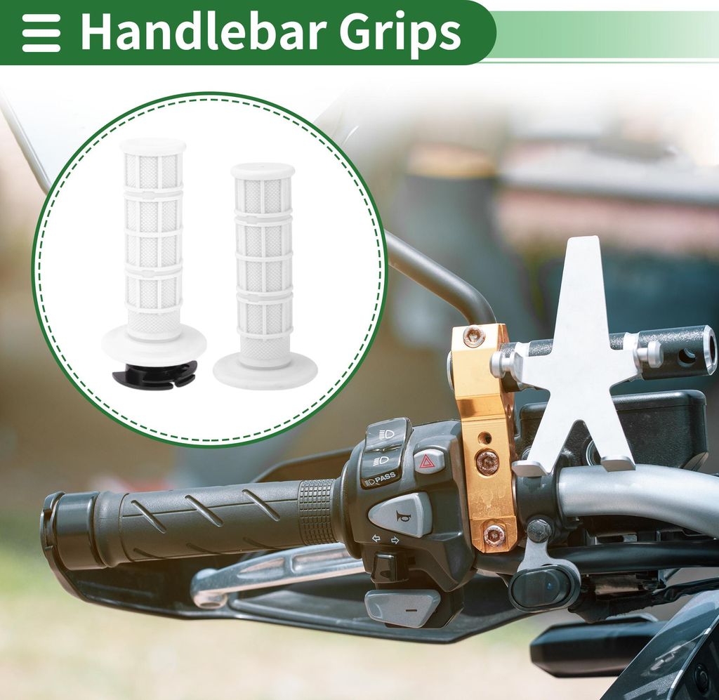 7/8" 22mm 15/16" 24mm Motorrad Hand Griffe Cover Kit Rutschfest TPR Lenker Griffe für Motorrad Roller Fahrrad ATV Weiß 1 Set