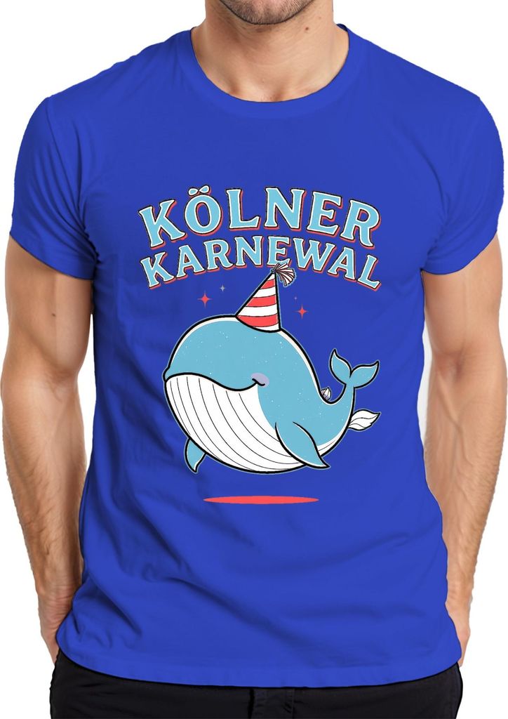 Kölner Karneval Wal Party Jeck Fastelovend Niedlich Geschenk Herren T-Shirt, Blau, XXL