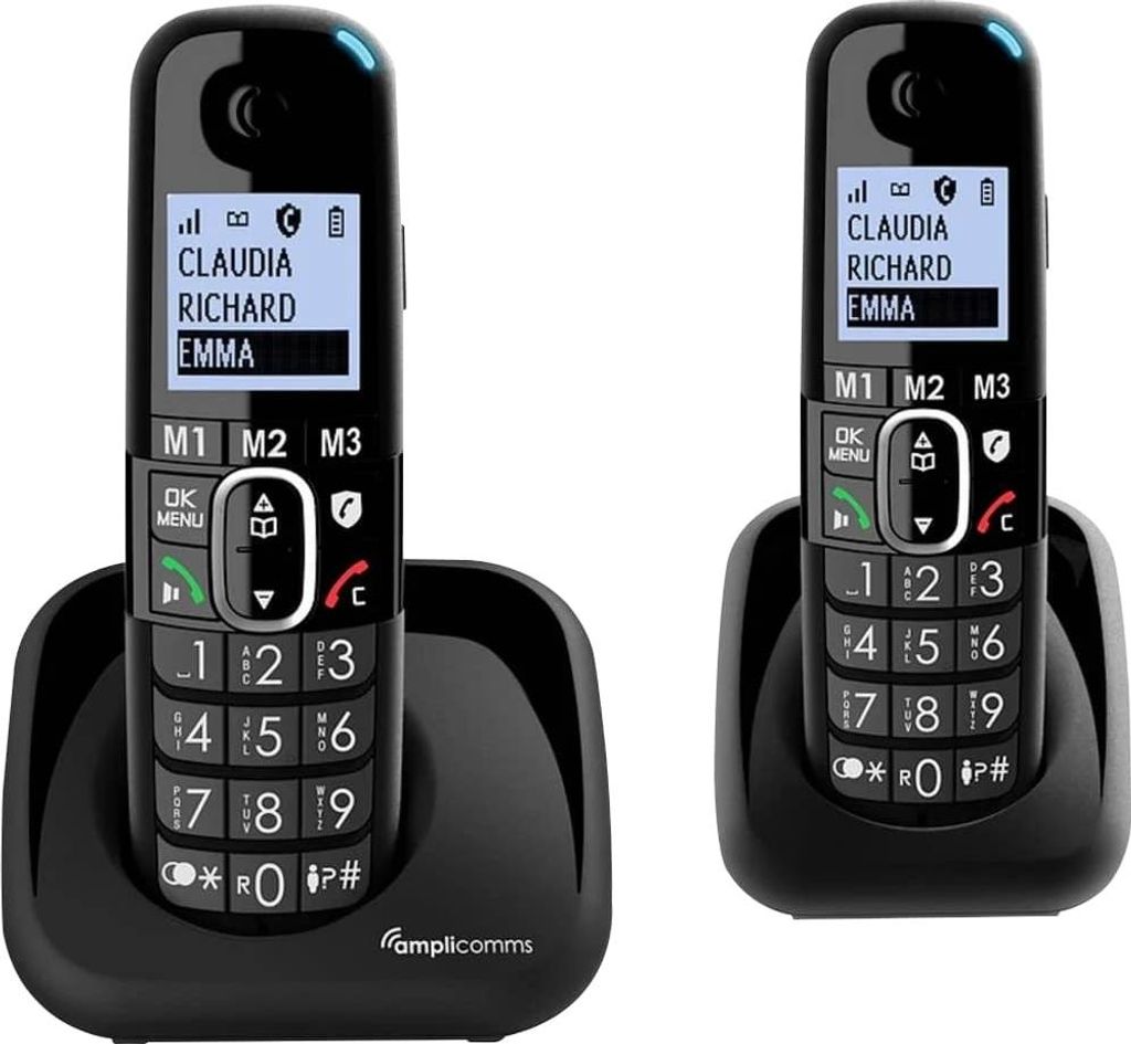 Amplicomms BigTel 1502 - DECT Festnetz-Telefon mit 2 Mobilteilen