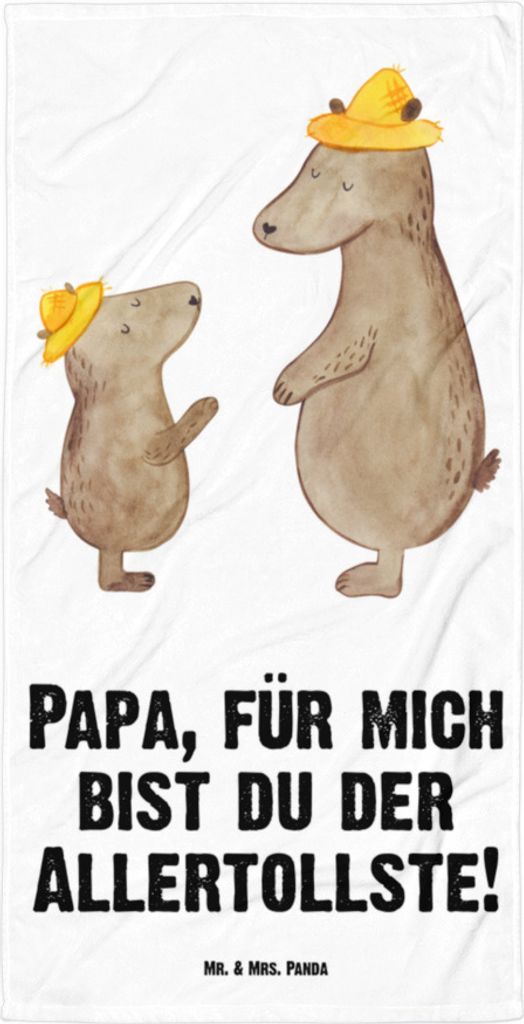 Mr. & Mrs. Panda Handtuch Bären mit Hut - Weiß - Geschenk, Vatertag, Familie, Reisehandtuch, Frotteehandtuch, Muttertag, Papi, Bär, Großes Bade...