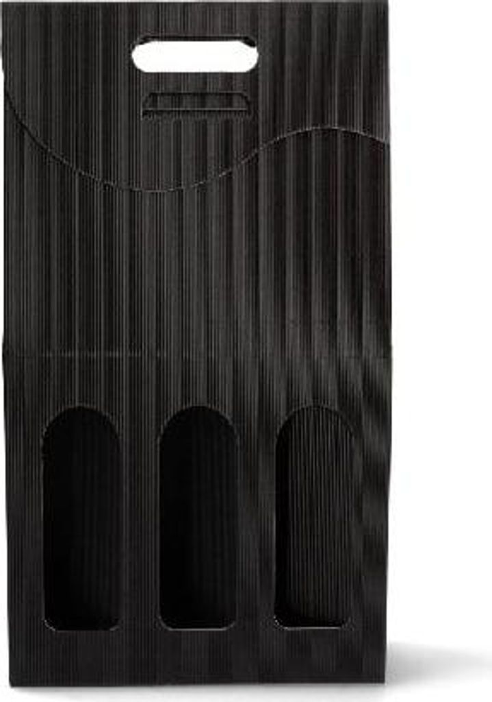 Dekorative Geschenkbox, schwarz, für 3 Flaschen Wein, 250 x 80 x 330 mm