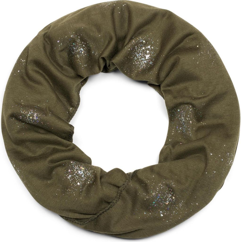 styleBREAKER Damen Loop Schal mit Glitzer und Pailletten Punkte, Schlauchschal, Tuch 01017075