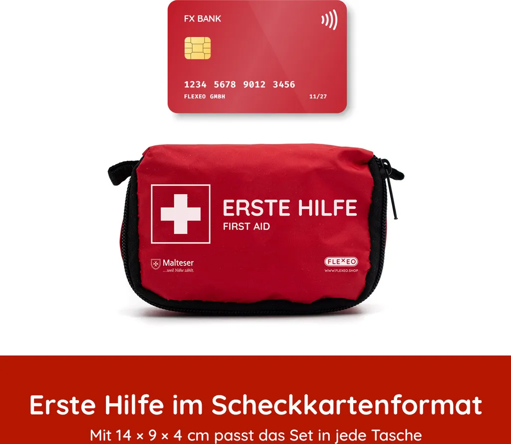 Mini kit de premiers secours FLEXEO rouge compact pour chaque poche - 2
