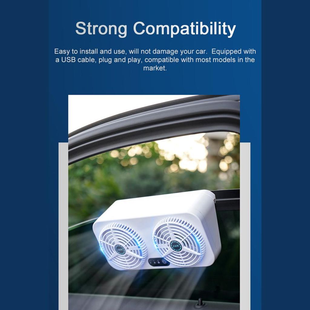 Ventilator voor auto met afzuigfunctie, USB-ventilator voor Productafbeelding 