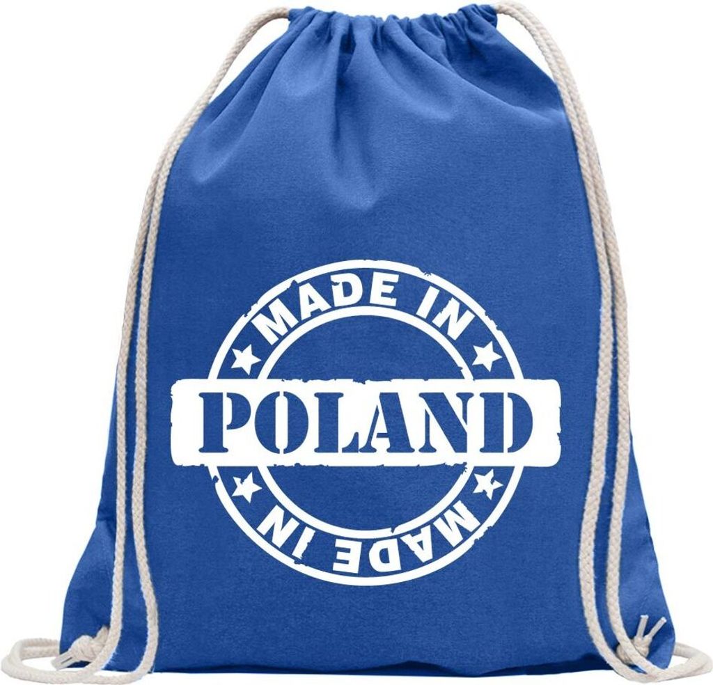 Kiwistar - Turnbeutel - royal - Poland - Fun Rucksack Sport Beutel Gymsack Baumwolle mit Ziehgurt