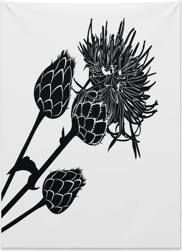 Abakuhaus Artischocke Wandteppich, Dornige Pflanzen gesund aus Weiches Mikrofaser Stoff Kein Verblassen Klare Farben Waschbar, 110 x 150 cm, Weiß ...