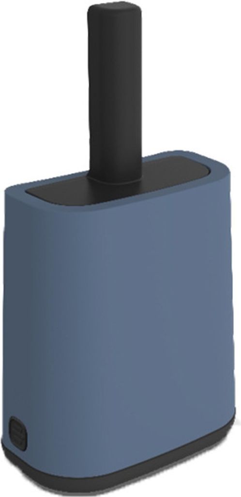 A blue and black pet accessory, likely a scoop or holder, is shown against a white background.