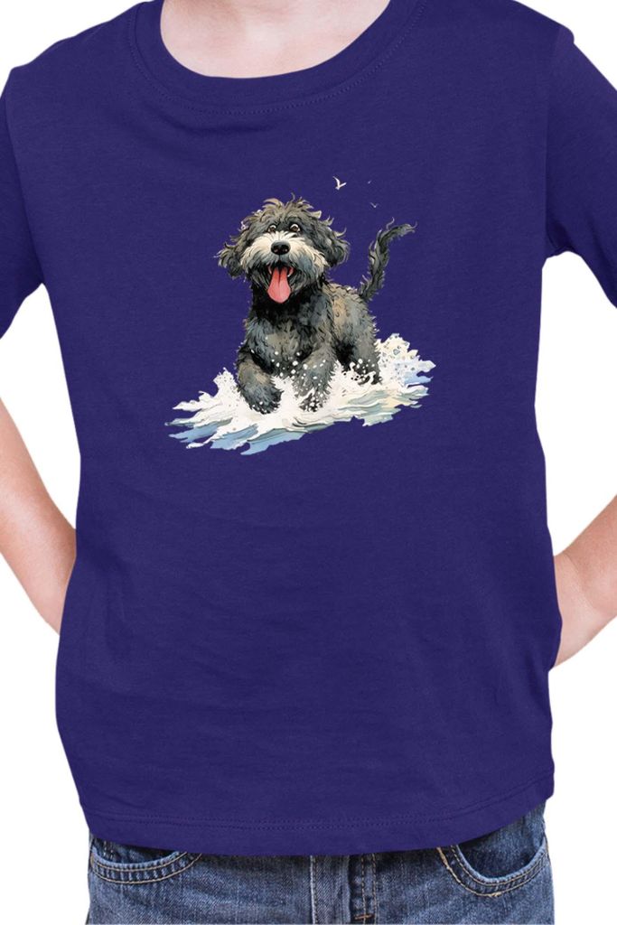 Kinder T-Shirt Funny Dogs Breeds Portugese Water Dog Breed Dog Breed, 5-6 Jahr - 116 / Dunkelblau