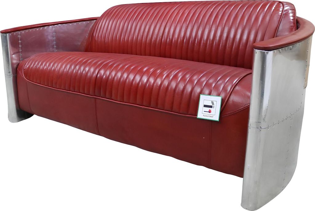 Ledersofa Couch Polster Sofa Aluminium Dreisitzer Vintage Luxus Möbel Sofas Neu