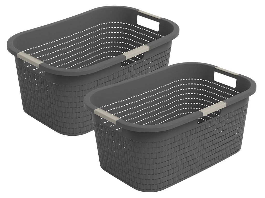 Rotho 2er-Set Wäschekorb 40L Country - Wäschesammler groß - Produktbild 