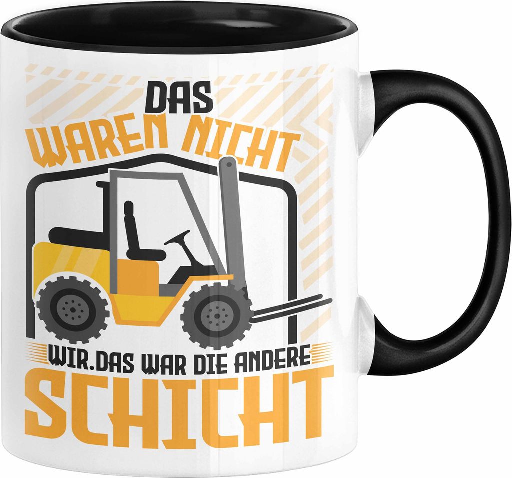 Staplerfahrer Tasse Geschenk für Gabelstapelfahrer Lagerist Geschenkidee Lager (Schwarz)