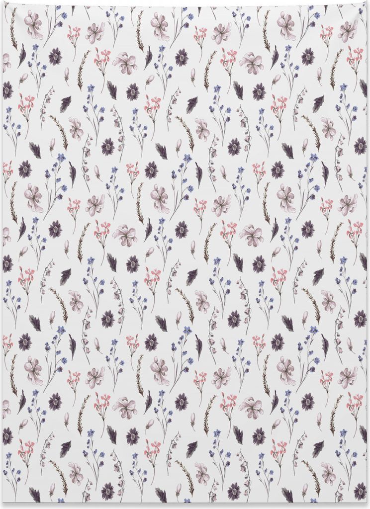 Abakuhaus Aquarell Wandteppich, Vintage Blumenmotiv aus Weiches Mikrofaser Stoff Kein Verblassen Klare Farben Waschbar, 110 x 150 cm, Mehrfarbig
