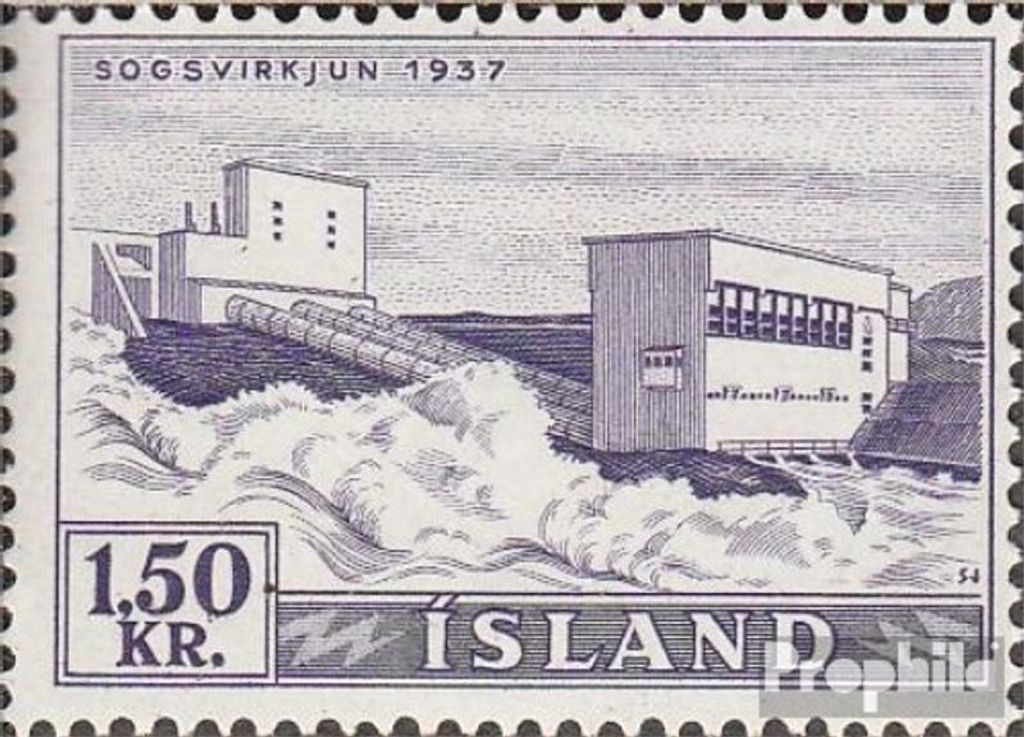Briefmarken Island 1956 Mi 306 postfrisch Strom und Wasserfälle