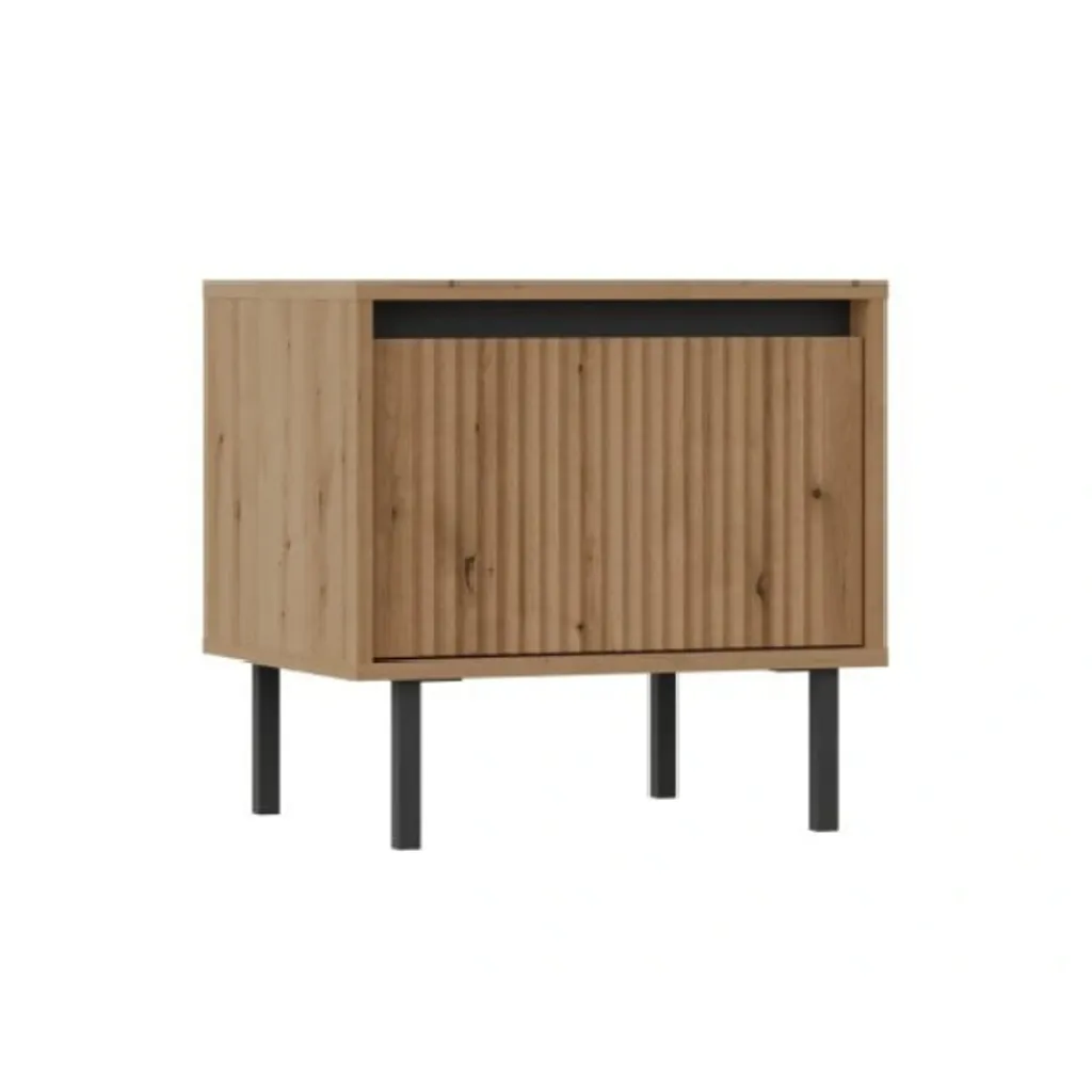 Table de chevet design pour chambre adulte TIRIL chêne évoquant et noir