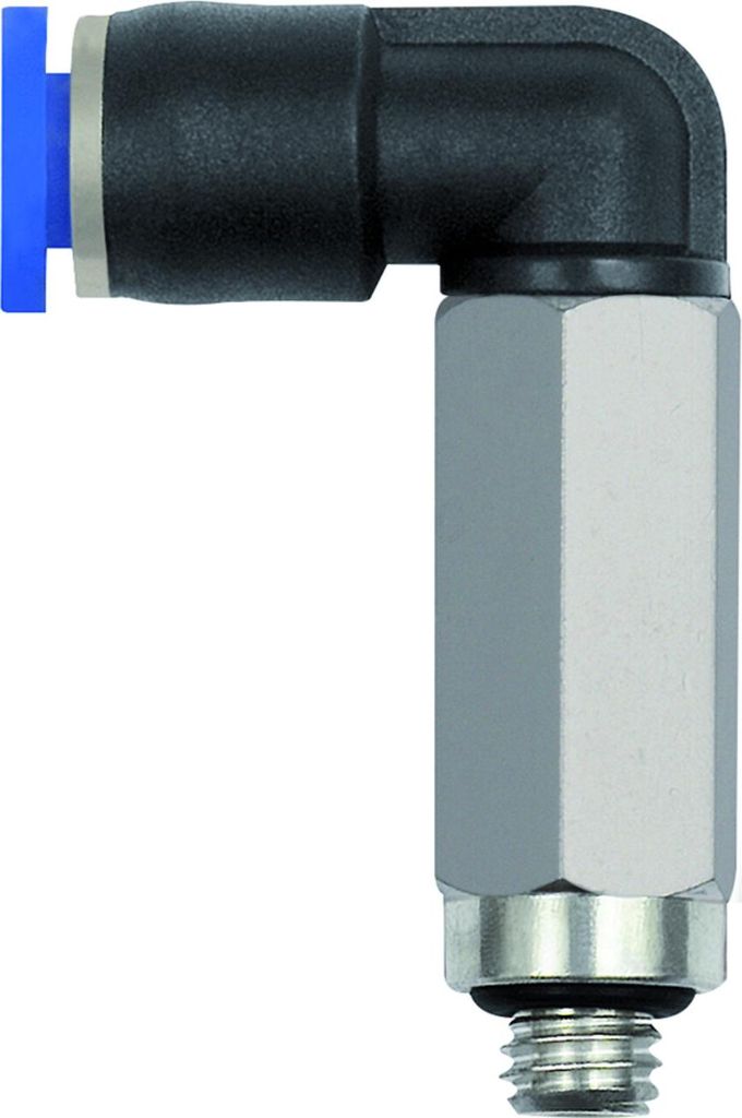 Riegler L-Steckverschraubung »Blaue Serie« mini, lang, drehbar, M5, Ø 4 mm, Art.Nr. 127.005-4M