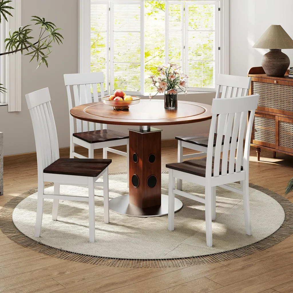 COSTWAY Set 2 Sedie Cucina Noce - Design Ergonomico Legno - 7