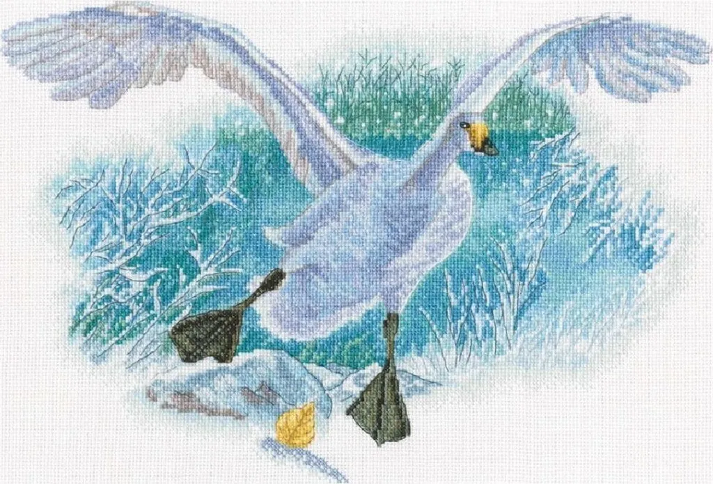 RTO Kit Punto Croce Oca Bianca sulla Neve - DIY Embroidery 14CT