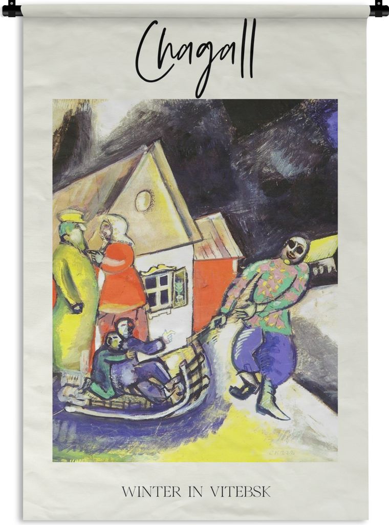 MuchoWow Wandteppich Wandbehang Winter in Witebsk - Chagall - Alte Meister 90x135 cm Tapisserie Dekoration Wandtuch - Baumwolle - Wandskulptur