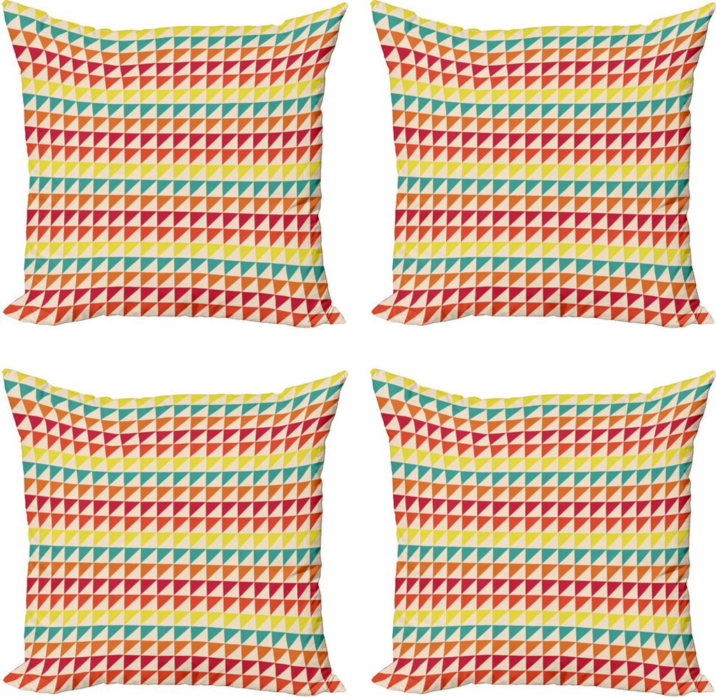 ABAKUHAUS Geometrisch Kissenbezug Set (4 Stück), Pixelized Vivid Triangles, Moderner Doppelseitiger Digitaldruck, 40 cm x 40 cm, Mehrfarbig