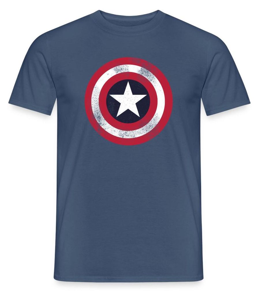 Spreadshirt Avengers Captain America Emblem Männer T-Shirt, 3XL, Dunkles Denimblau