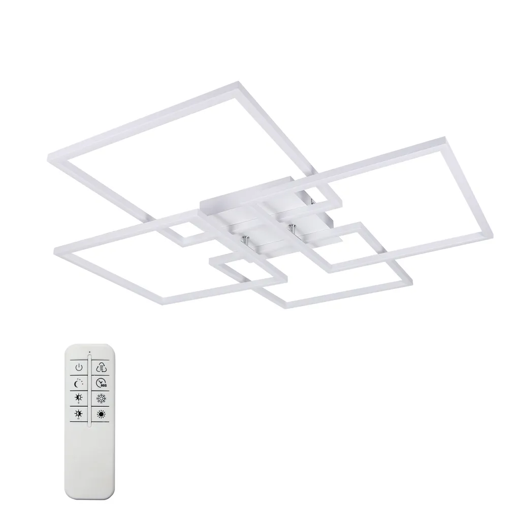 ZMH plafoniera LED soffitto soggiorno 4 cornice bianca camera da letto lampada moderna soggiorno lampada 32W 3000K cucina lampada bianco caldo sala da pranzo lampada rettangolare design per camera da letto sala da pranzo - 9