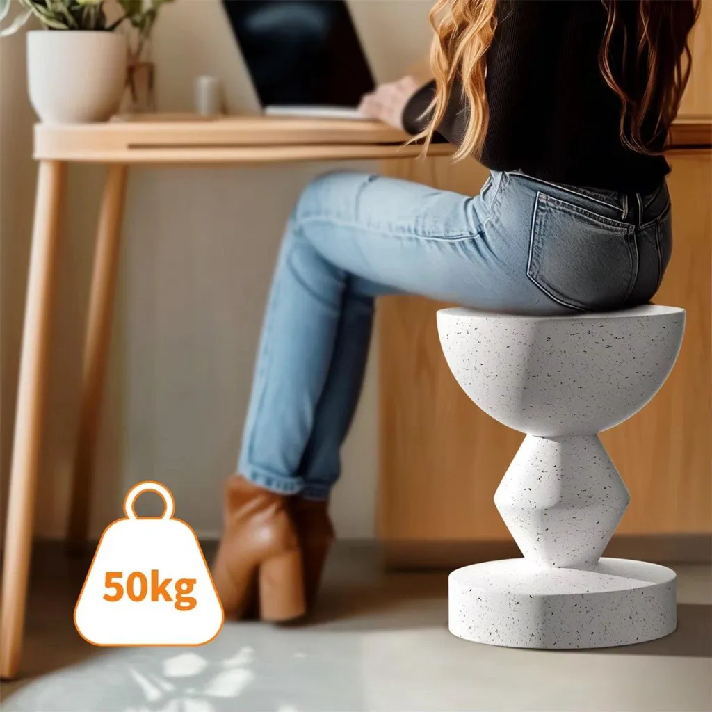 Table d'appoint en béton robuste - Tabouret rond résistant aux intempéries - 4