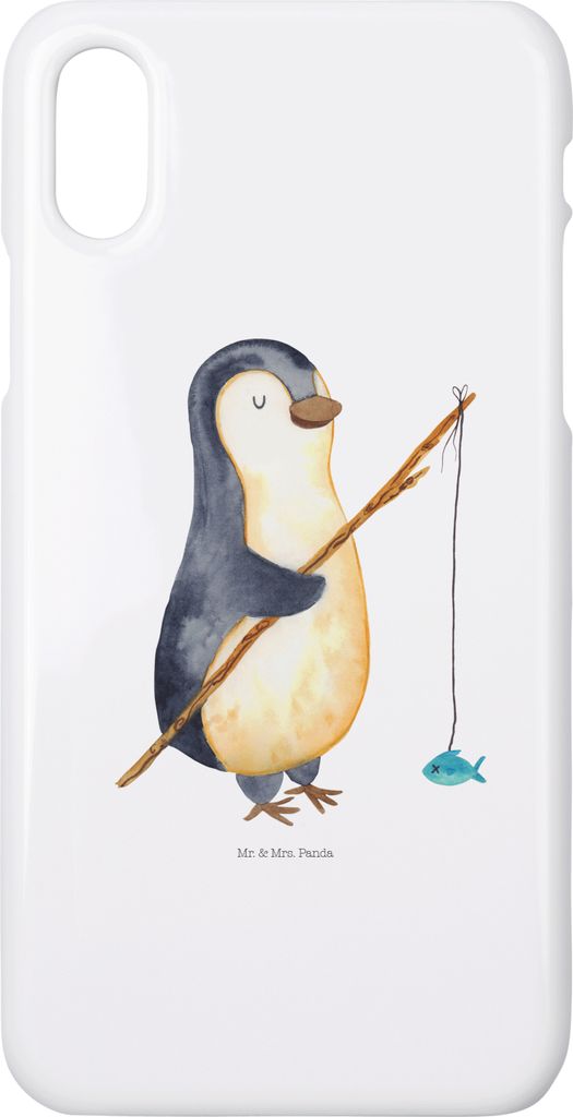 Mr. & Mrs. Panda Iphone 10 Handyhülle Pinguin Angler - Weiß - Geschenk, Tagesplan, Cover, Fischer, Handy, X, Angelurlaub, Motivation, Geschenkide...