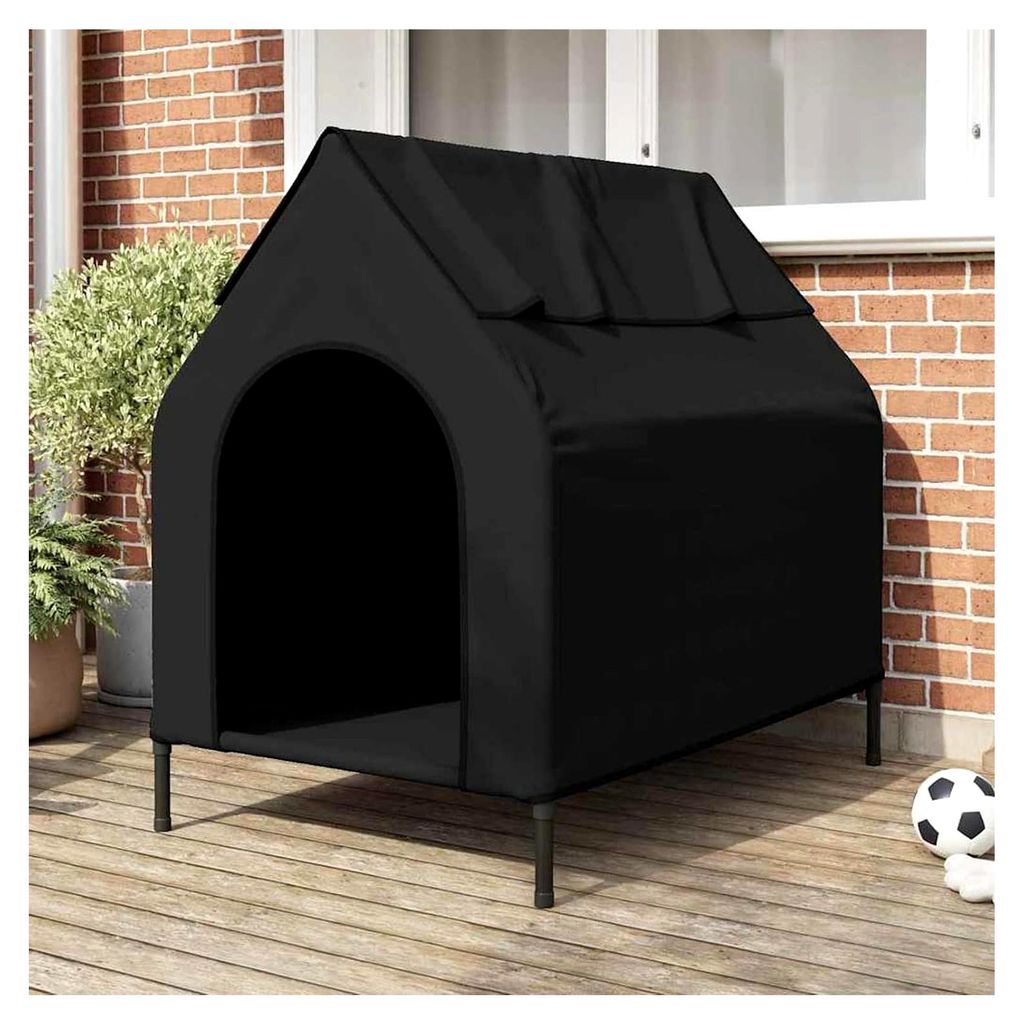 Hundehütte Schwarz 110 x 75 x 107,5 cm aus Oxford-Gewebe und Stahl
