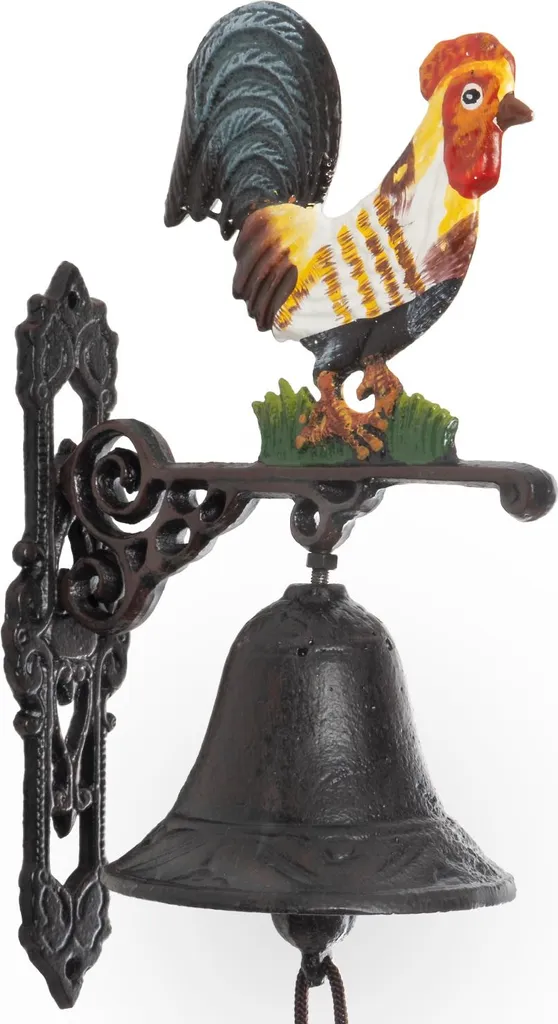 Campanello in Ghisa Moritz con Gallo Colorato per Giardino Rustico