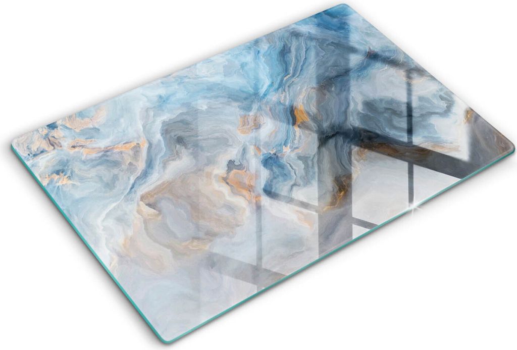 Glasschneideplatte - Herdabdeckplatte - 80x52 cm -Schneidebrett - Spritzschutz -Marmorstruktur