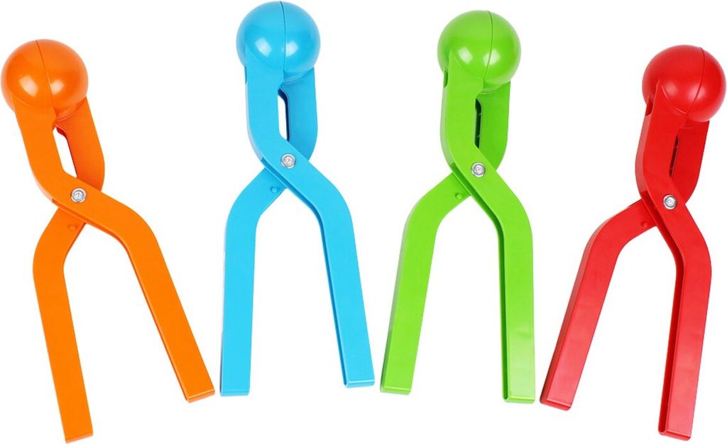 Four colorful snowball makers are arranged side-by-side against a white background.