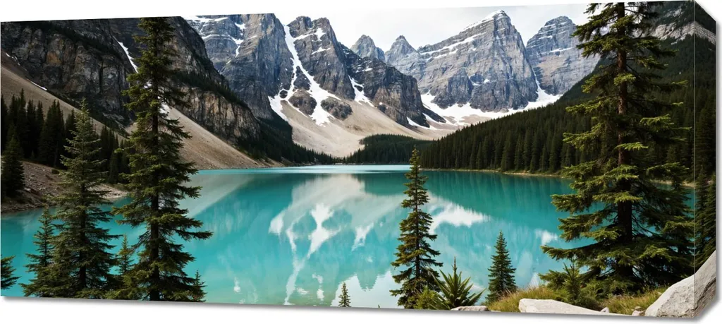 Quadro Moderno Lago 90x40: Arredo Elegante per Camera e Salotto