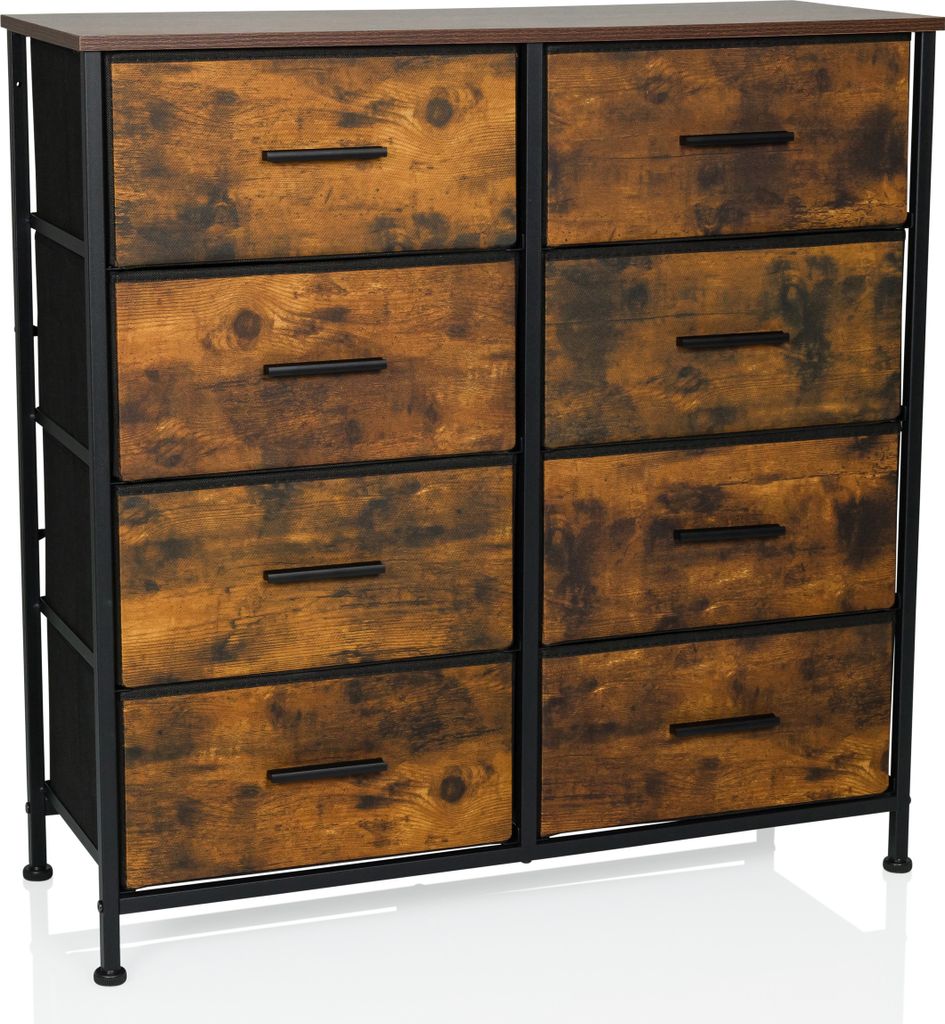 hjh LIVING Kommode mit 8 Schubladen RAGALA LIGHT Sideboard Schrank 82.0 x 80.0 x 30.0 cm