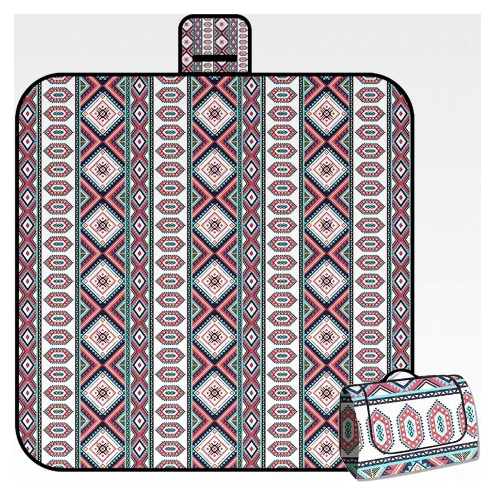 Wasserdichte Picknickdecke 200 x 200 cm, Boho Sandfeste Stranddecke für 4-6 Personen mit Tragegriff, Leicht und Tragbar für Camping, Reisen, BBQ,...