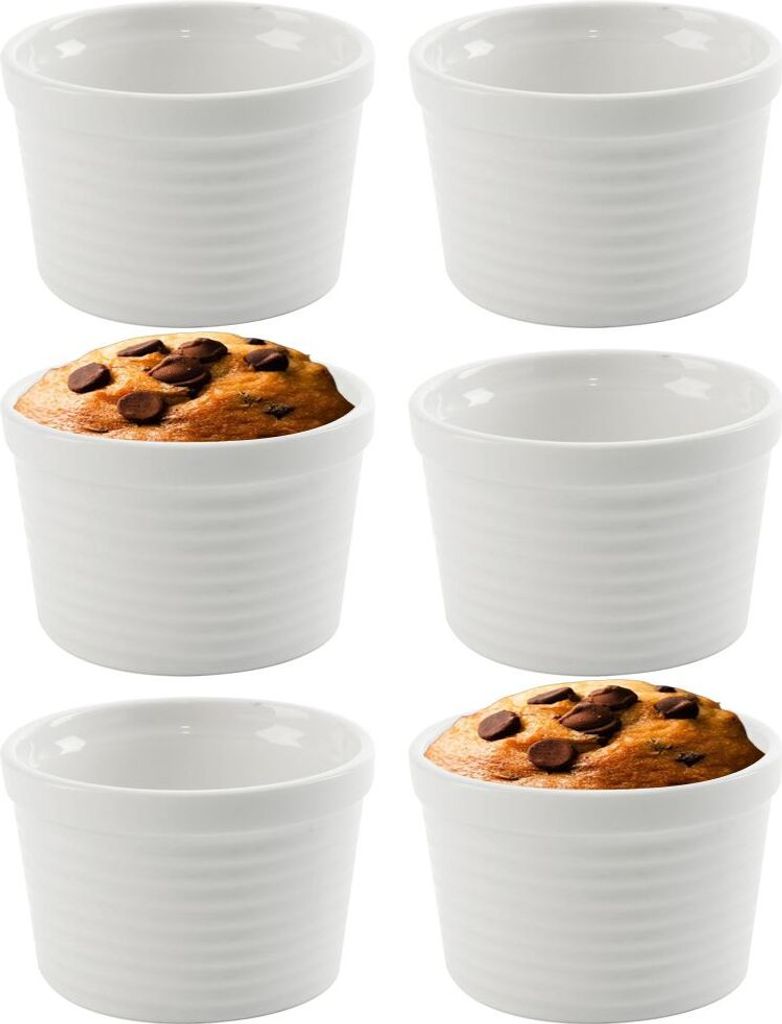 Orion Backförmchen | Auflaufförmchen | Servierschalen hitzebeständig aus Porzellan 10,5x6,5 cm 350 ml 6 Stück