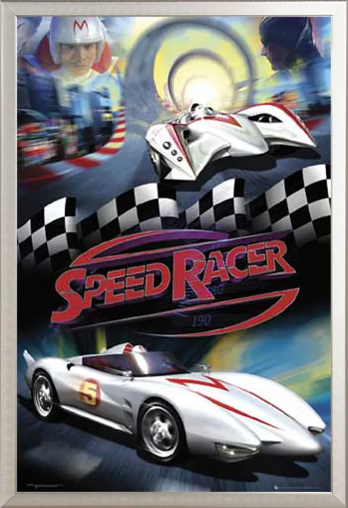 Idea Regalo: Poster Mach 5 Speed Racer in Cornice Argento Shinsuke