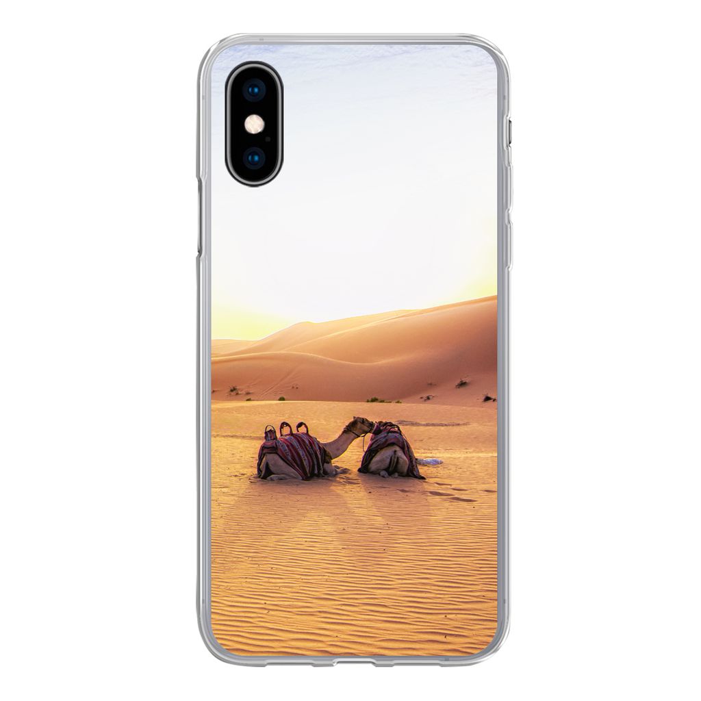 MuchoWow Handyhülle Schutzhülle Hülle für iPhone X Kamel - Wüste - Sand Silikon Softcase Handy Hülle - Handyhülle