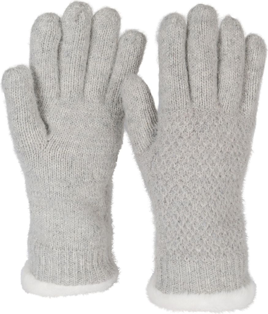 styleBREAKER Damen warme Winter Handschuhe mit Reiskorn Muster und Fleece, Thermo Strickhandschuhe, Fingerhandschuhe 09010040