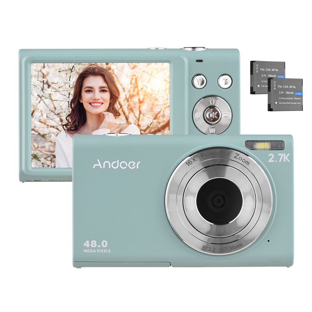 Andoer 2.7K Digitalkamera Kompakter Video-Camcorder 48 MP Autofokus 2.88 Zoll IPS-Bildschirm 16-facher Zoom Anti-Shake Face Detact Smile Capture fu...