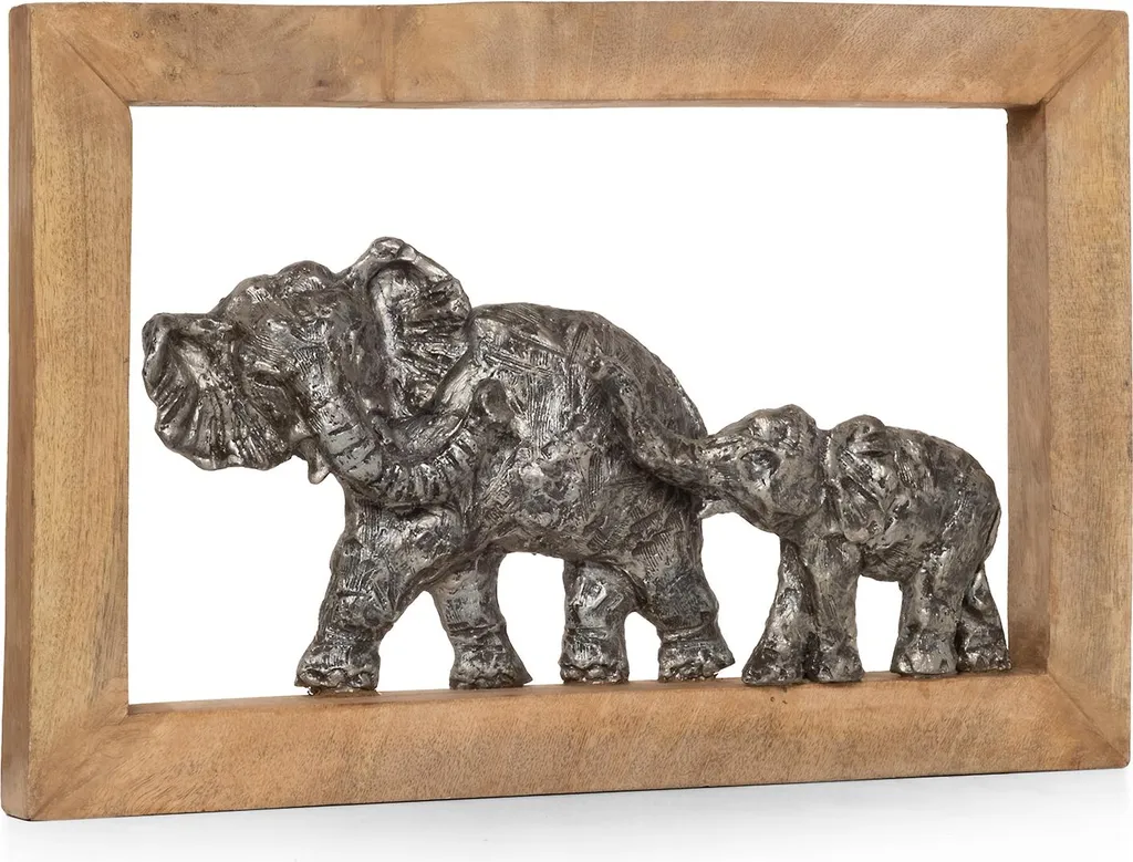Décoration Murale Cadre Eléphant Moderne en Relief 40 x 27 x 6 cm