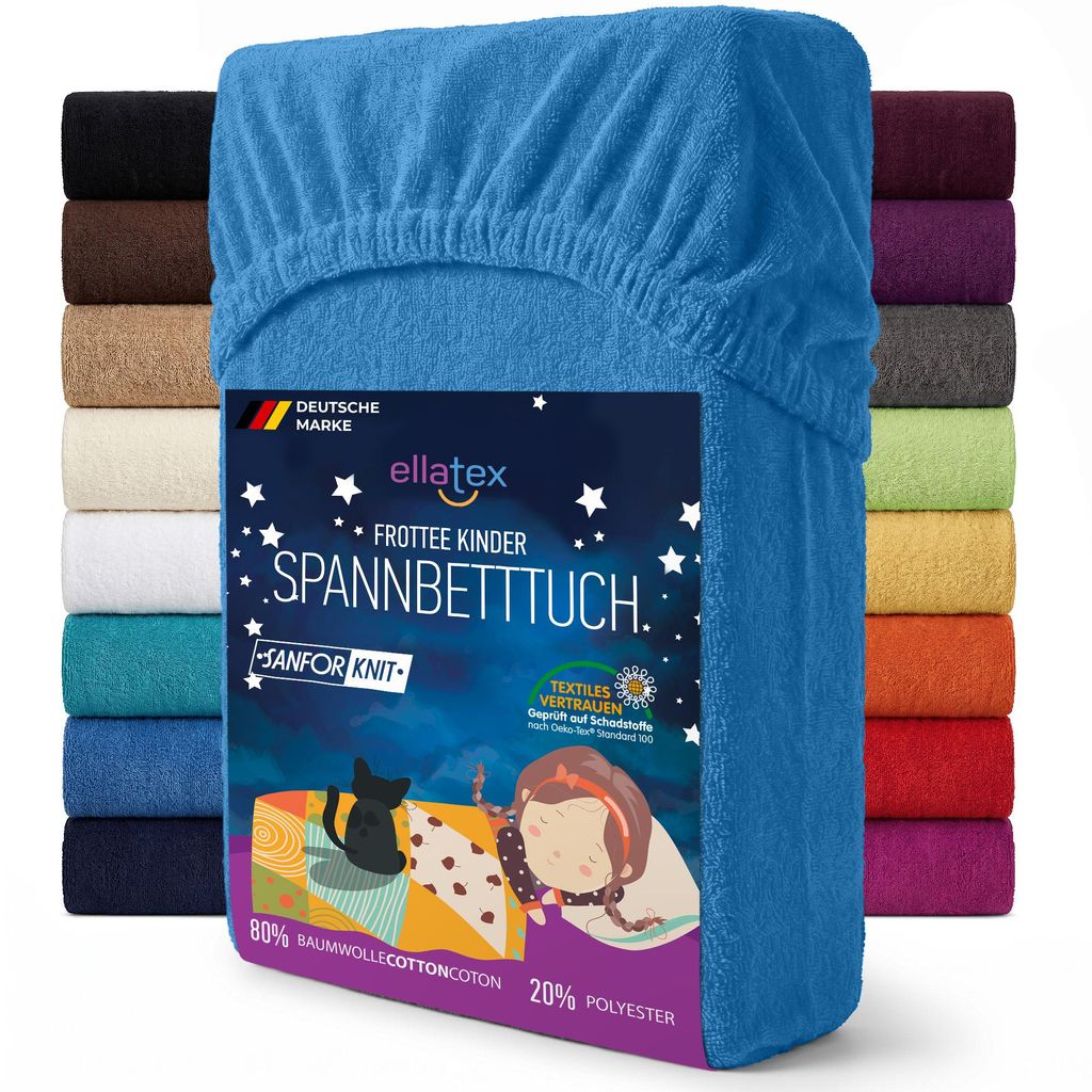 EllaTex Frottee Spannbettlaken 70x140 Baumwolle – weich, Produktbild 