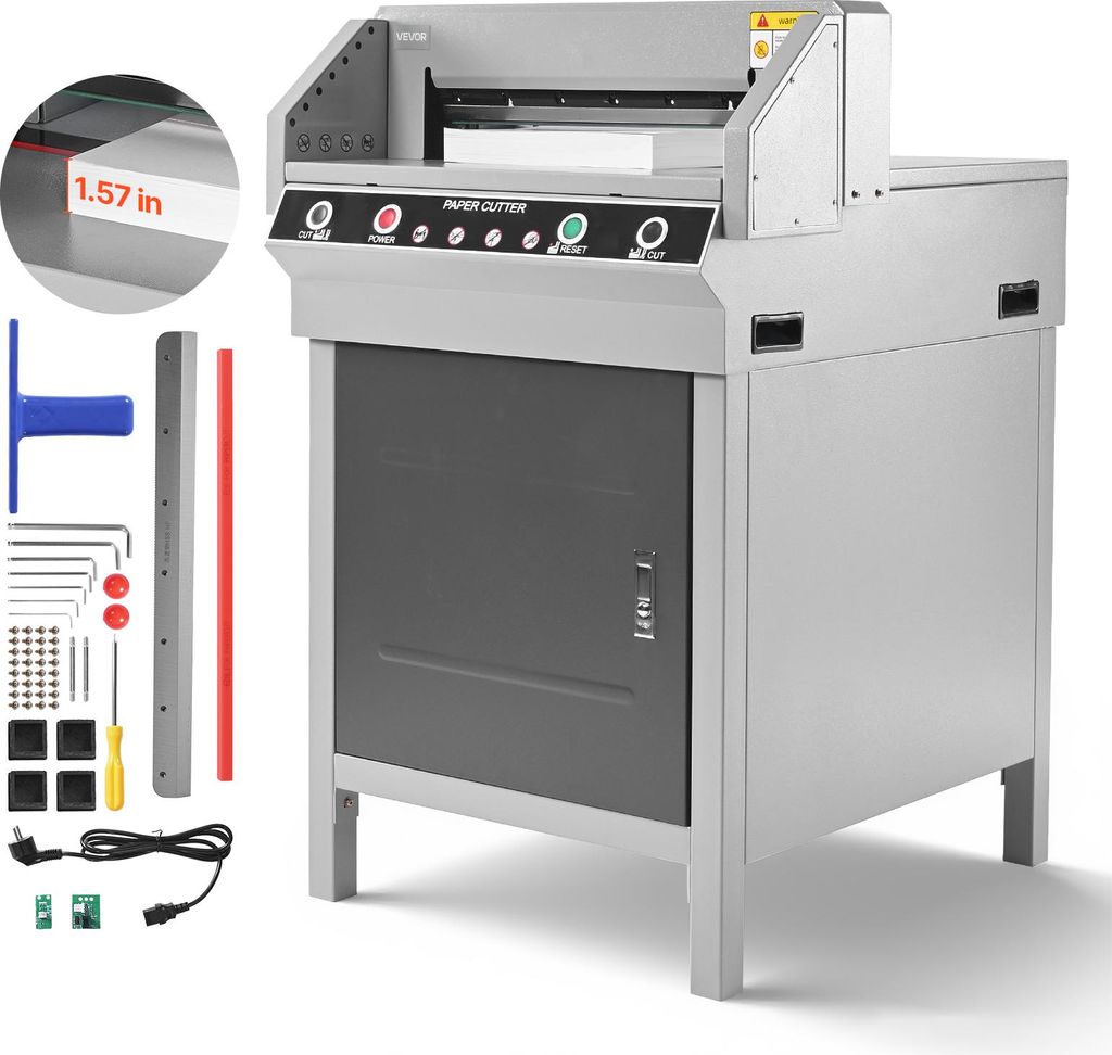 VEVOR elektrische Papierschneidemaschine Hochleistungs-Papierschneider, 45 cm Schnittbreite, 4 cm Schnittstärke, große elektrische Guillotine mit...