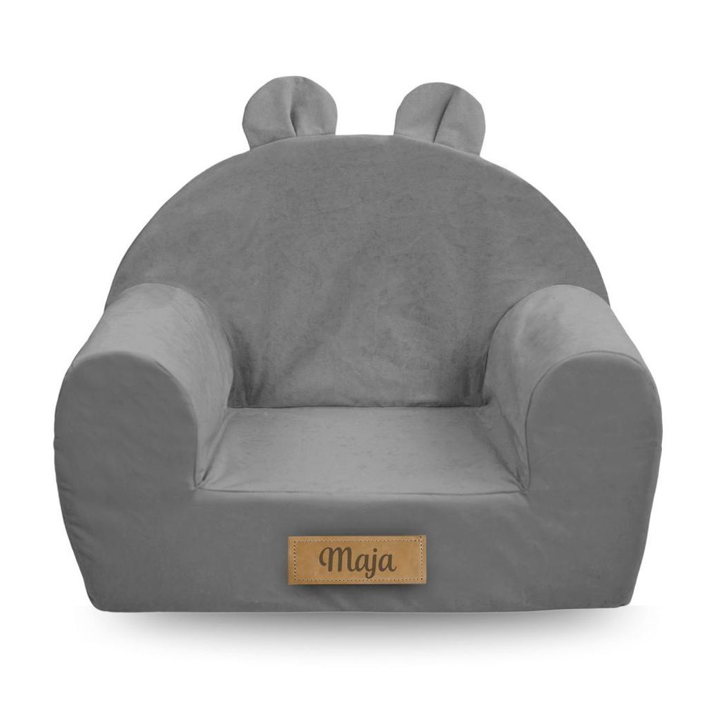 Personalisierter Kindersessel mit Ohren 56x33x42 cm – Grau – Sessel für Babys & Kleinkinder