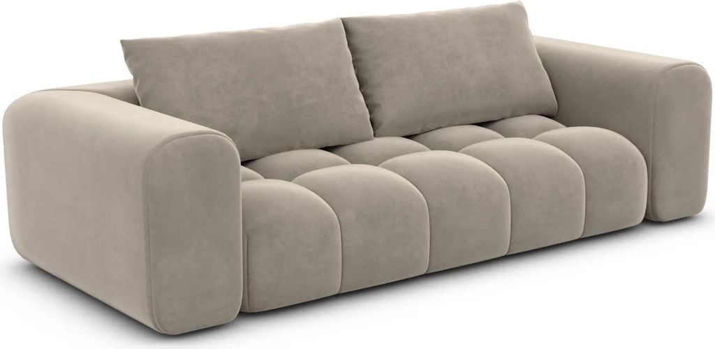Samtstoff 3-Sitzer Couch Lavera Taupe