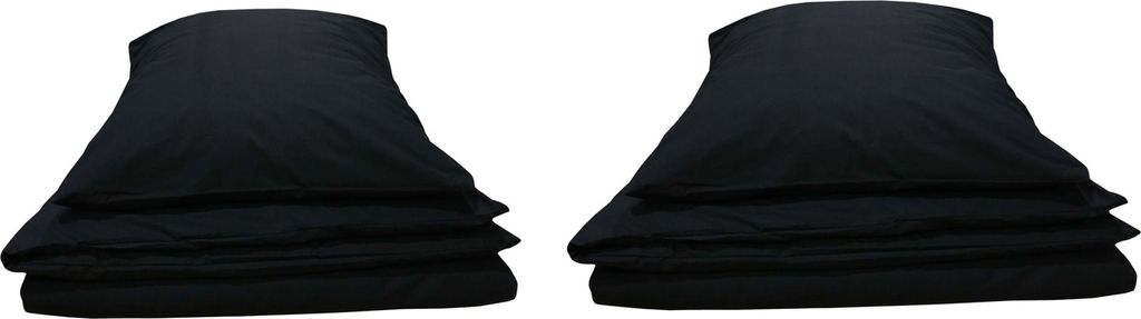 4 teilige Uni Bettwäsche 135 x 200 cm schwarz Einfarbig Produktbild 5