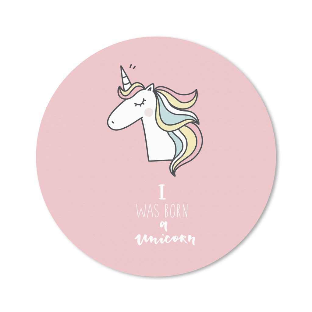 MuchoWow Mauspad Mousepad Einhorn - Zitate - Rosa - Ich wurde als Einhorn geboren - Mädchen - Kind 40x40 cm - Mousepads - Maus Mat - Pad - Mausu...