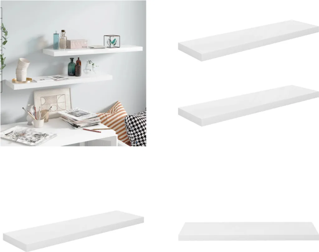 2 Mensole Sospese vidaXL Bianco Lucido 90cm - Offerta Arredo