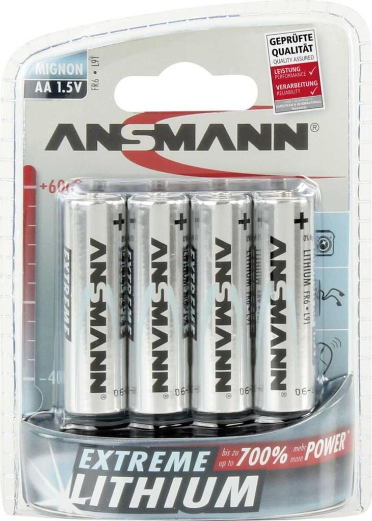 ANSMANN Mignon Extreme Lithium - Batteria 4 x tipo AA - Li Immagine del prodotto 