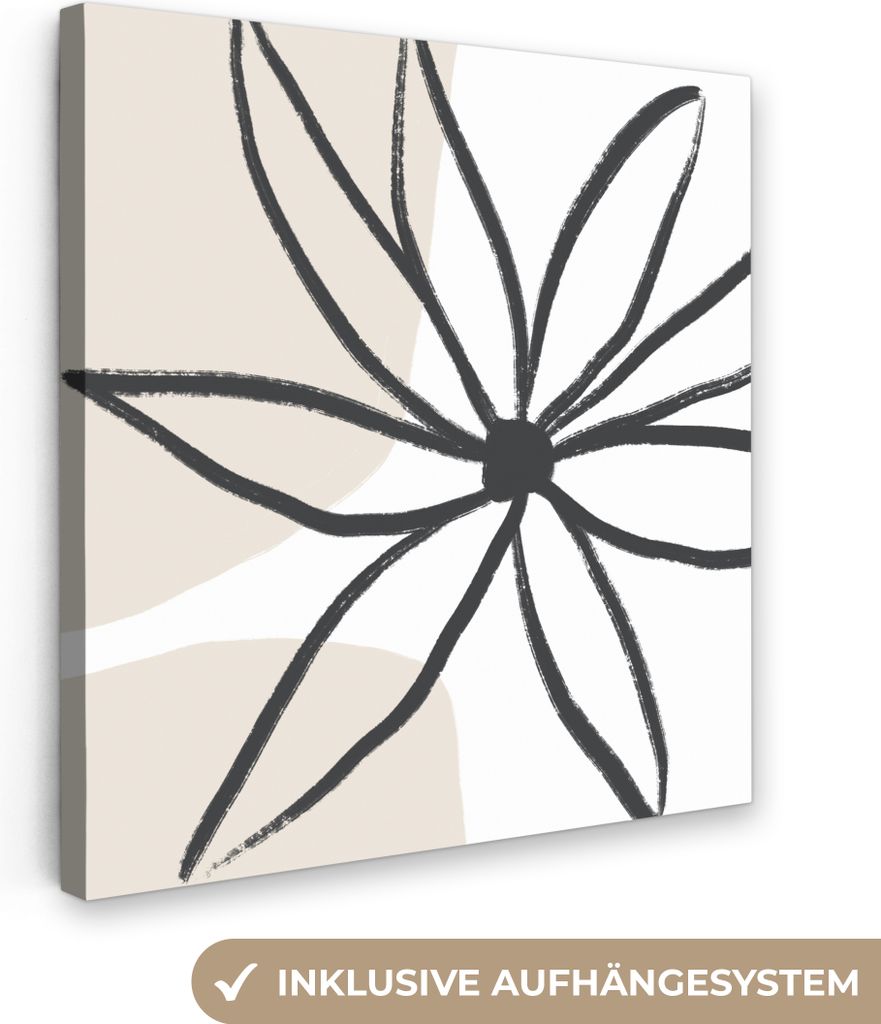 MuchoWow - Leinwandbilder - Blumen - Minimalismus - Pastell, Wandbild, Wanddeko Bilder Wohnzimmer, 50x50 cm